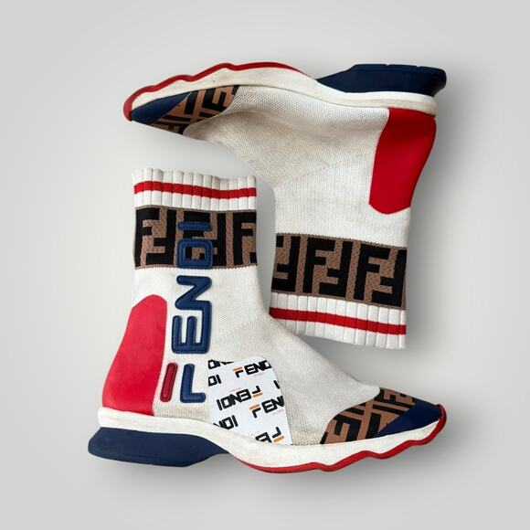 Fendi x Fila Knit Sneakers 39 Ladies Multicolor Fendi Mania Socks Boots - Picture 1 of 14